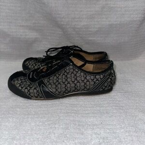 Coach Signature Kelby Womens Shoes Black And Gray Canvas And Leather
